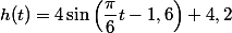  h(t)=4\sin\left(\dfrac{\pi}{6}t-1,6\right)+4,2